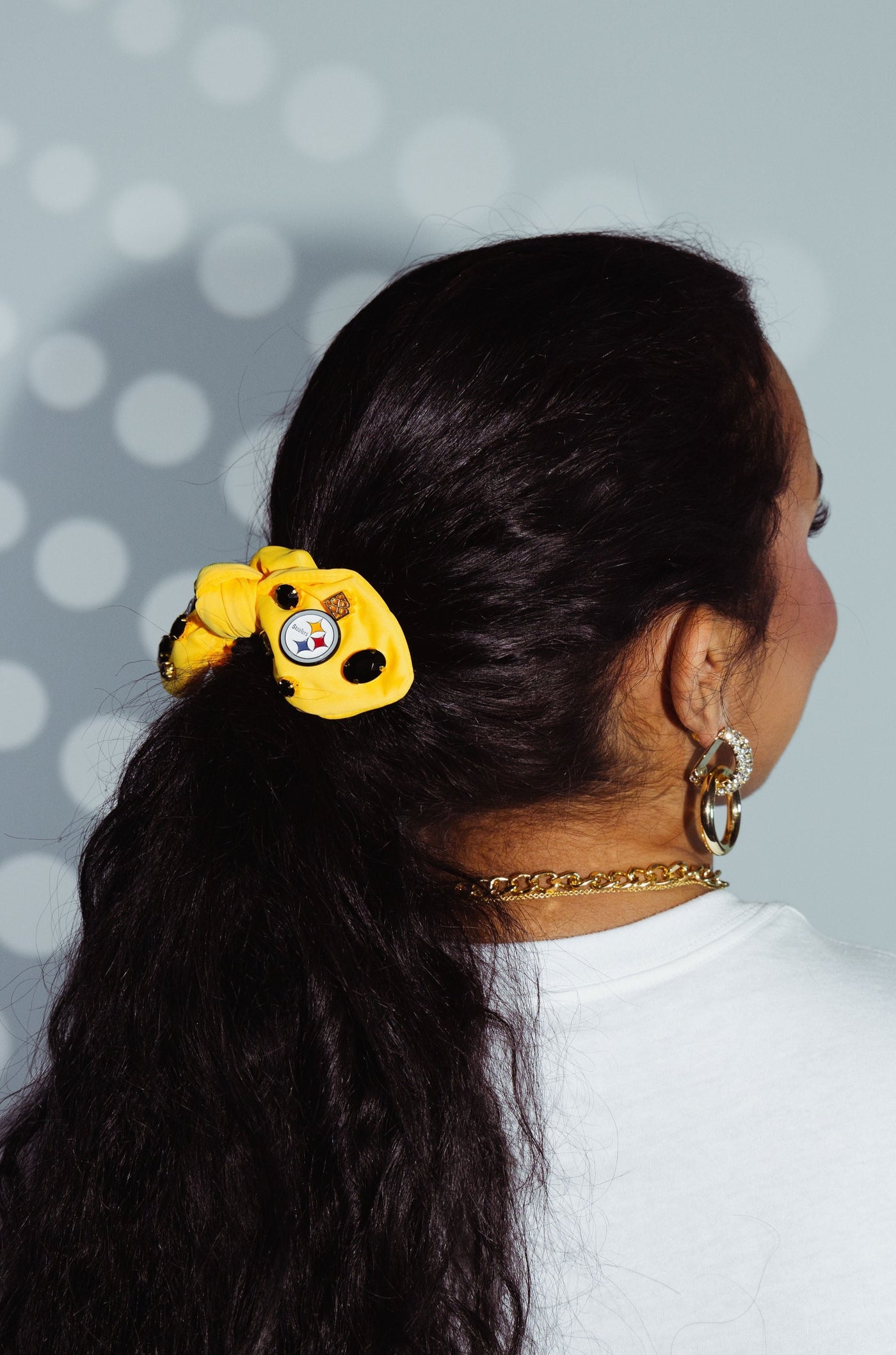 Pittsburgh Steelers Gold Logo Bow Scrunchie