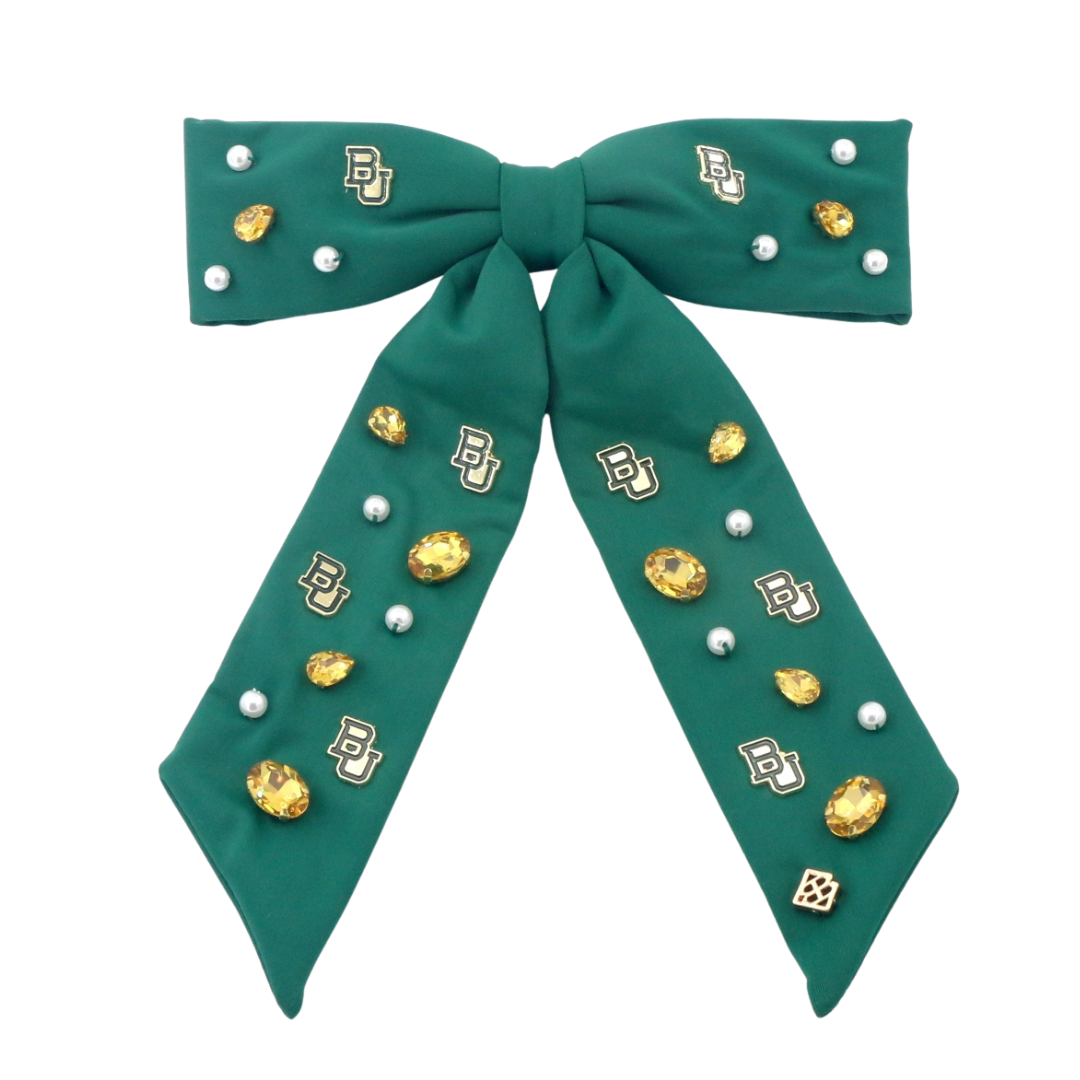 Baylor Green Bow Barrette