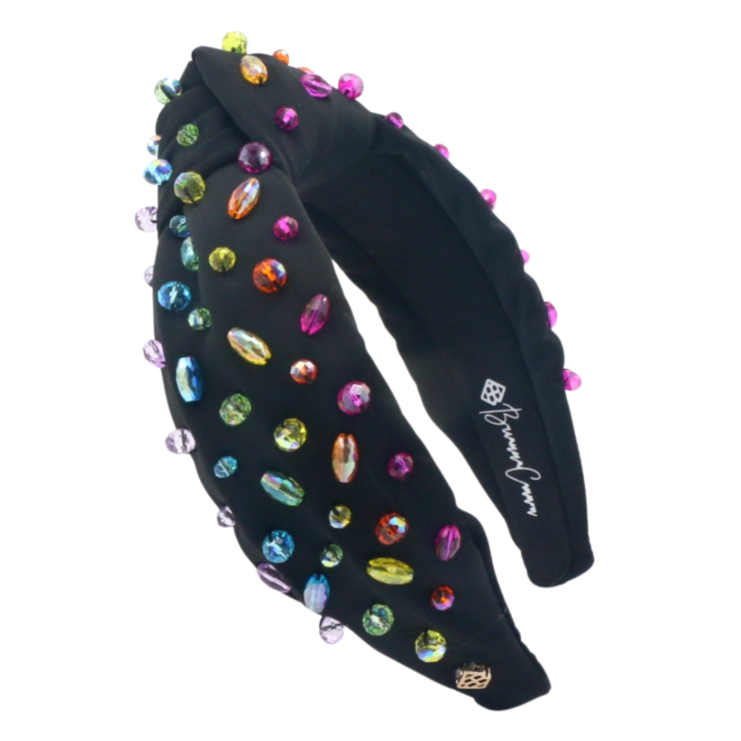 Adult Size Black Headband with Rainbow Beads