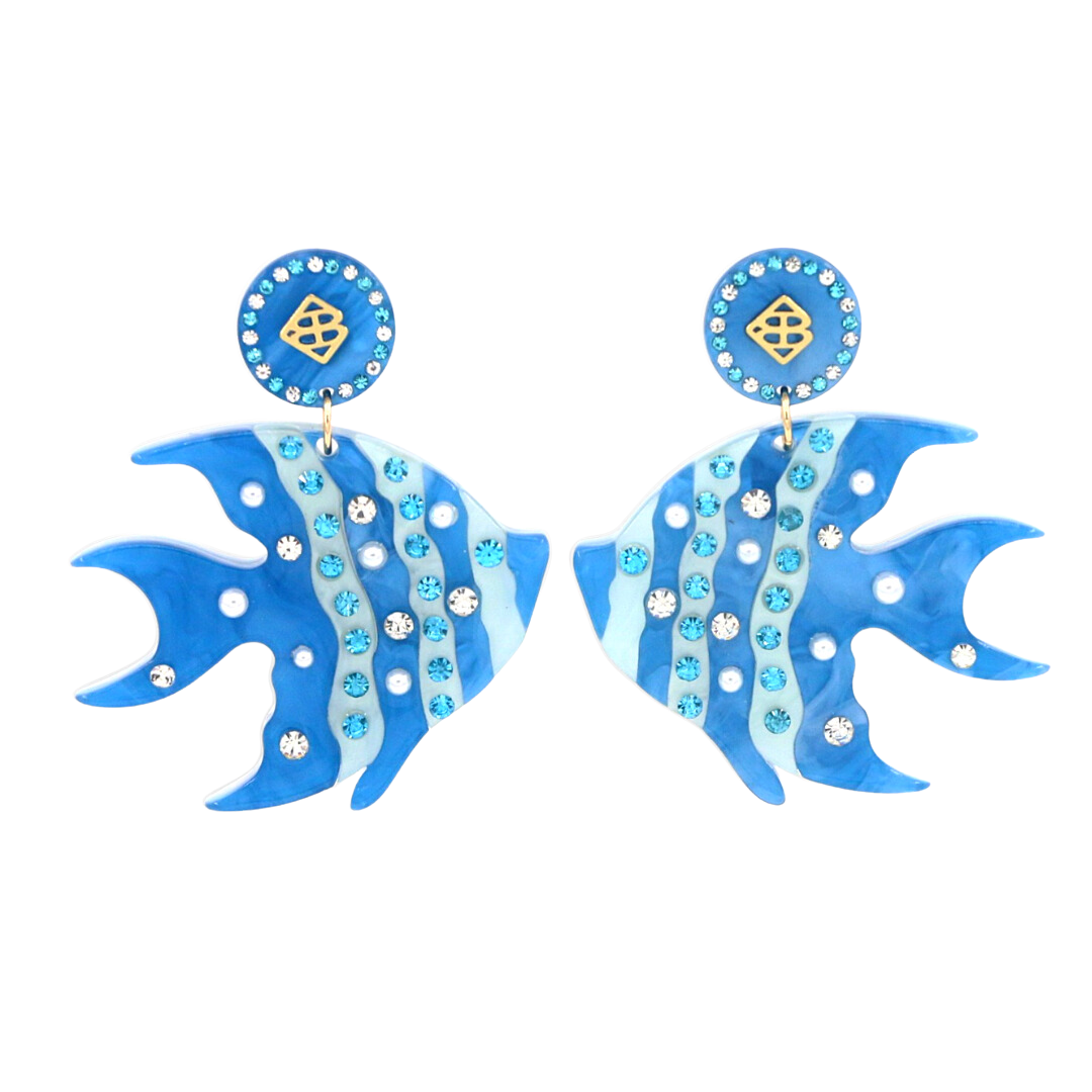 Pearly Blue Fish Earrings