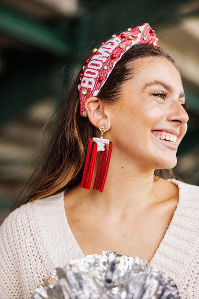 Oklahoma Adult Size BOOMER SOONER Cross Stitch Headband