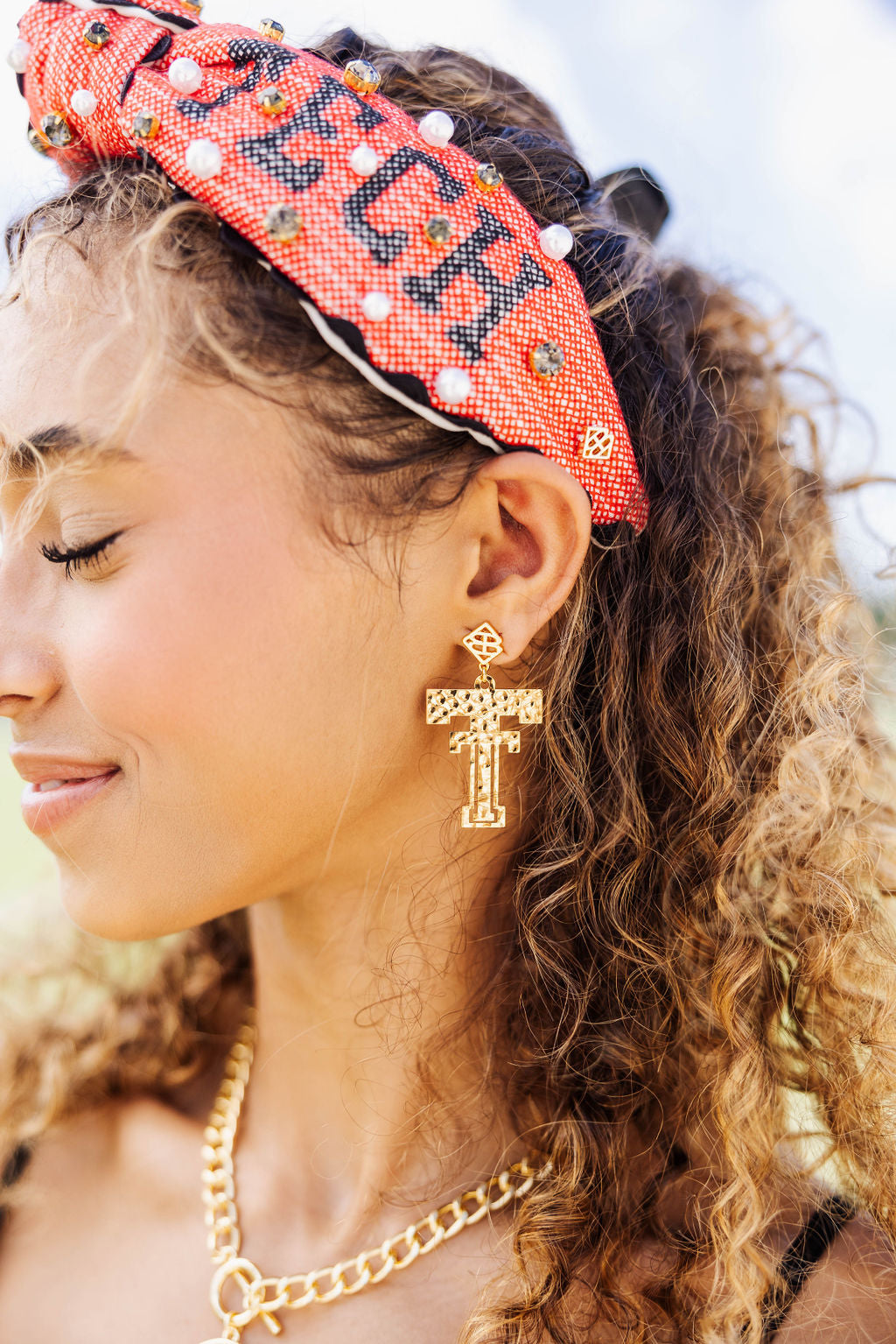 Texas Tech Gold Logo Earring with BC Logo