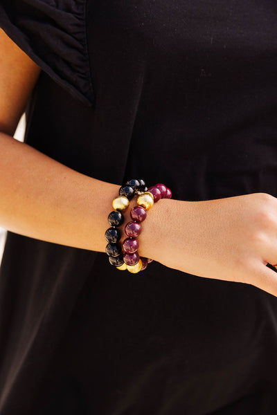 Maroon Beaded Brianna Bracelet