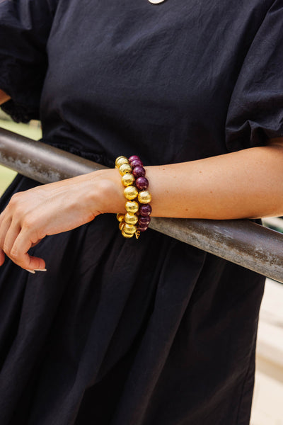 Maroon Beaded Brianna Bracelet