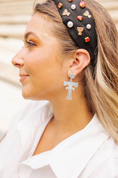 Texas Tech Silver Logo Earring with BC Logo