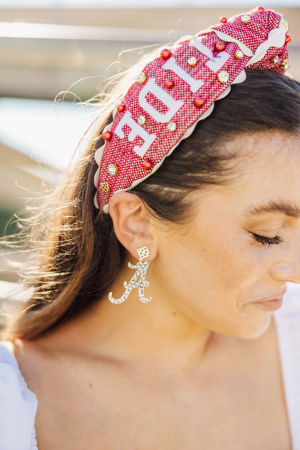 Alabama Silver A Earring with BC Logo