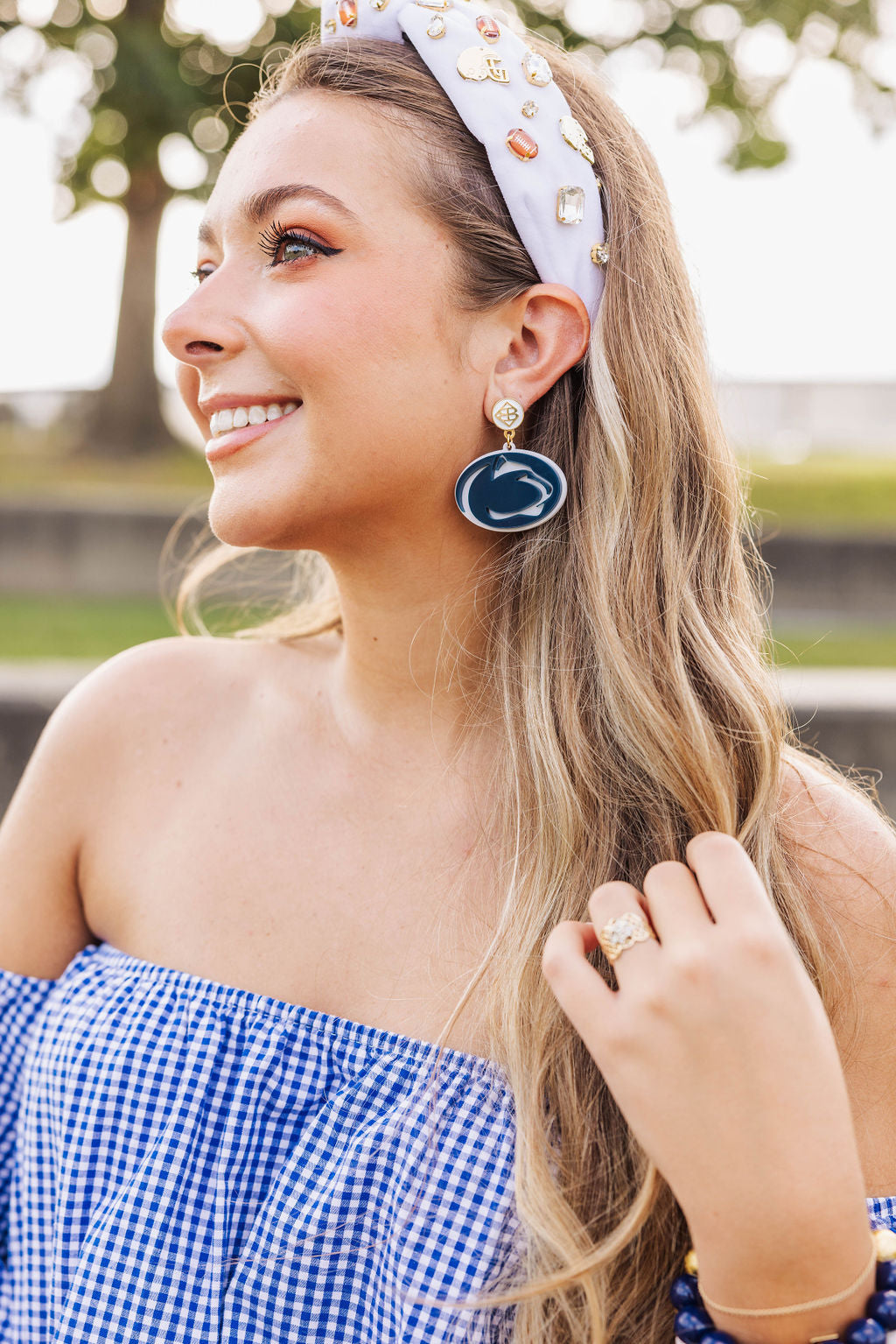 Penn State Navy Nittany Lions Logo Earrings