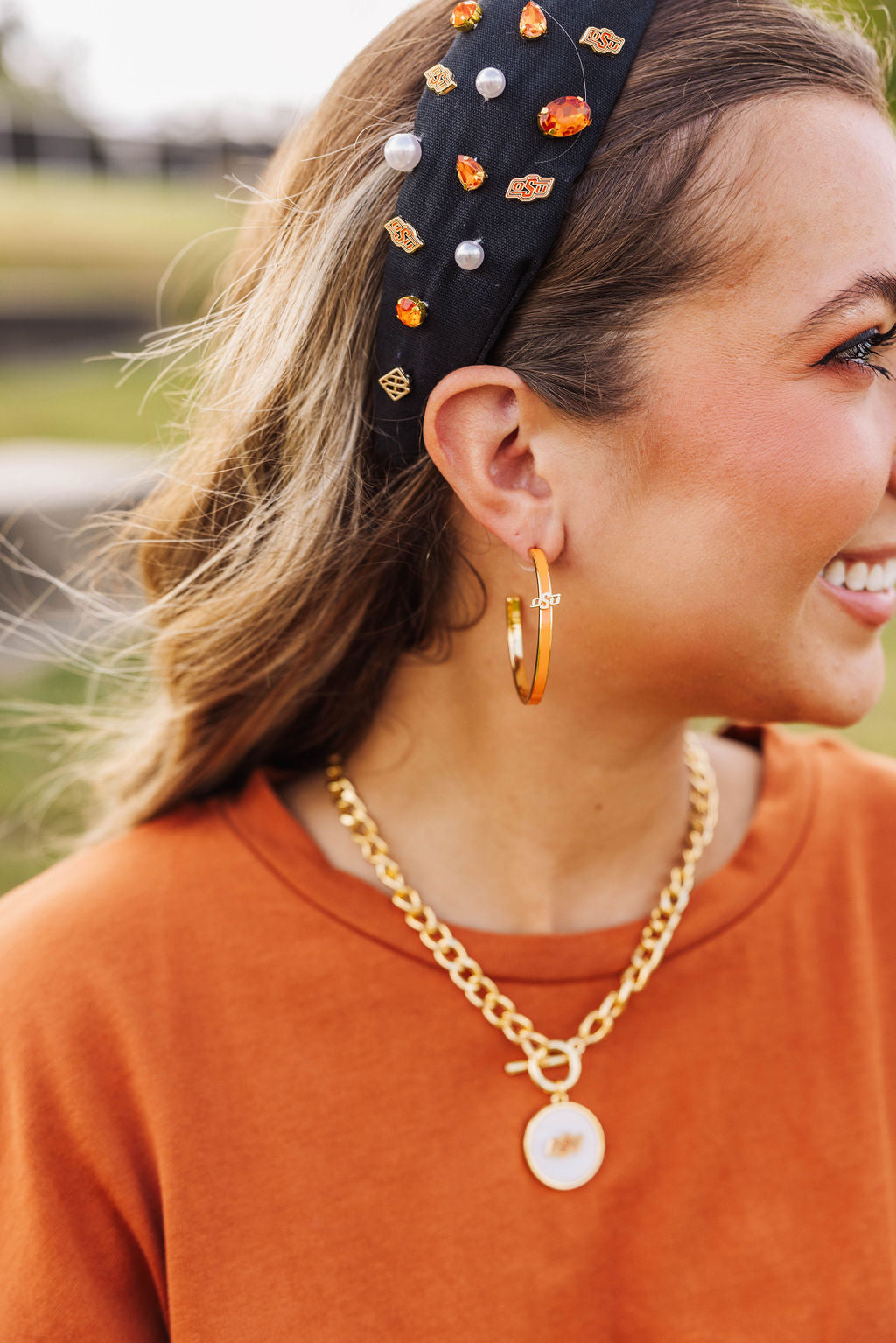 Oklahoma State Logo Hoop Earrings