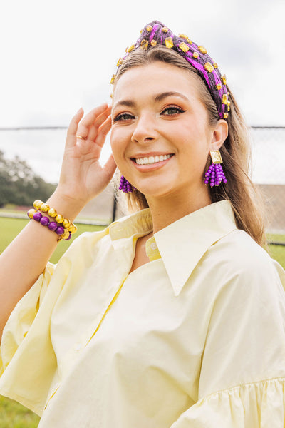 Square BC Icon Purple Beaded Earrings