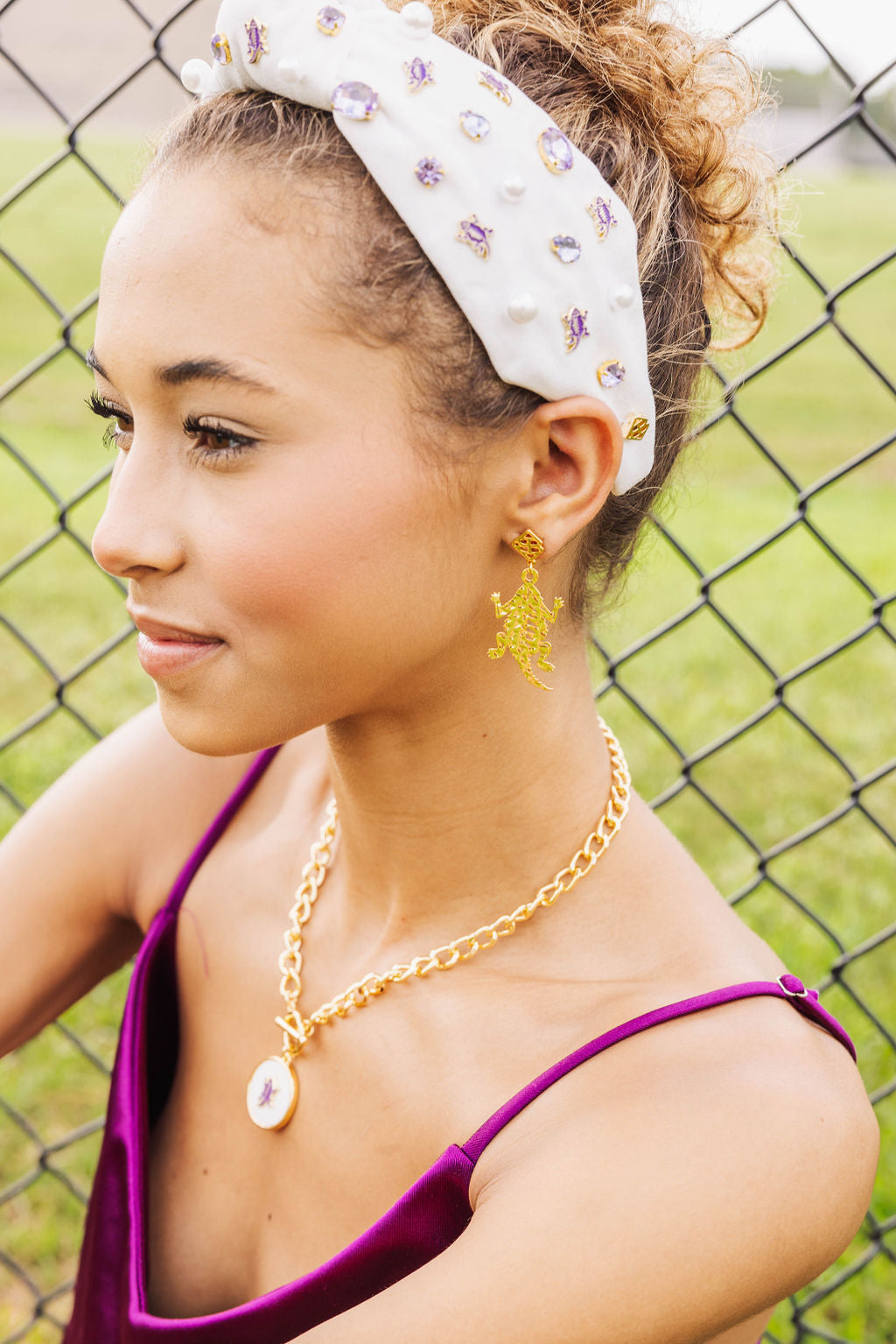 TCU Gold Horned Frog Earring with BC Logo