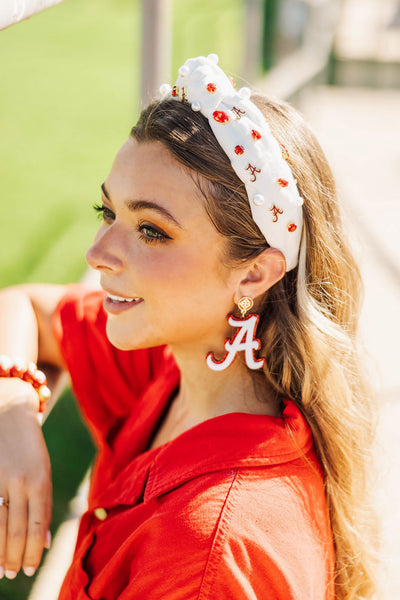 Alabama White Logo Headband