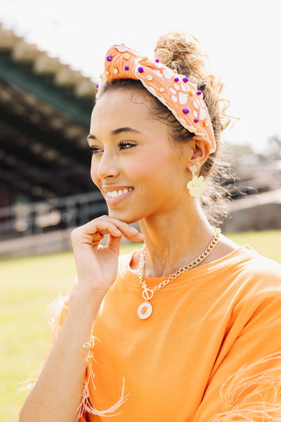 Clemson Adult Size Cross Stitch Headband