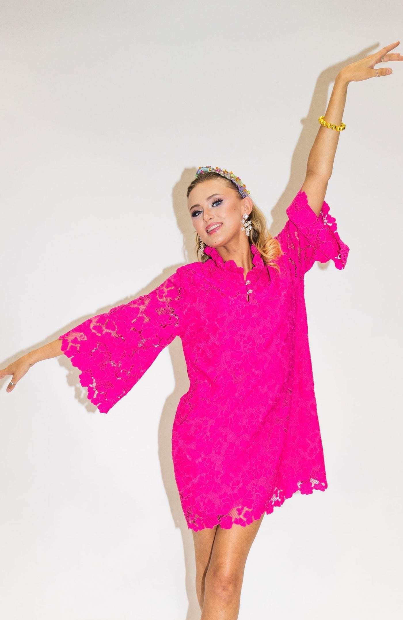 BC Caftan - Pink Azalea Lace Dress