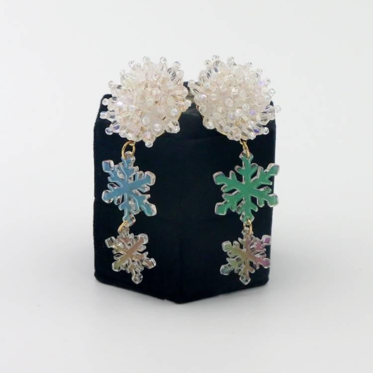 Iridescent Snowflake Earrings