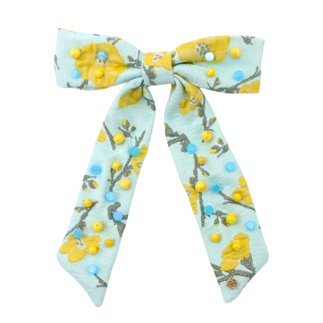 Golden Cali Flowers Bow Barrette