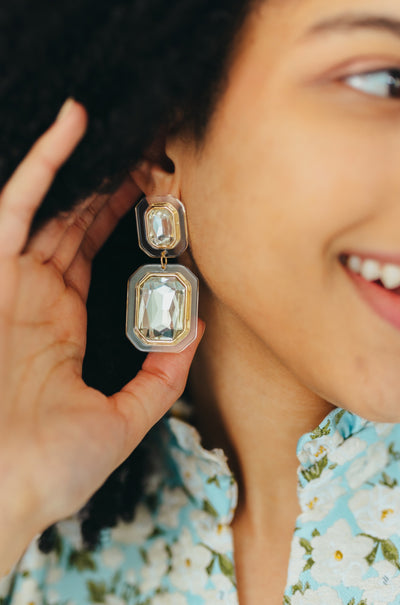 Clear Crystal Drop Earrings