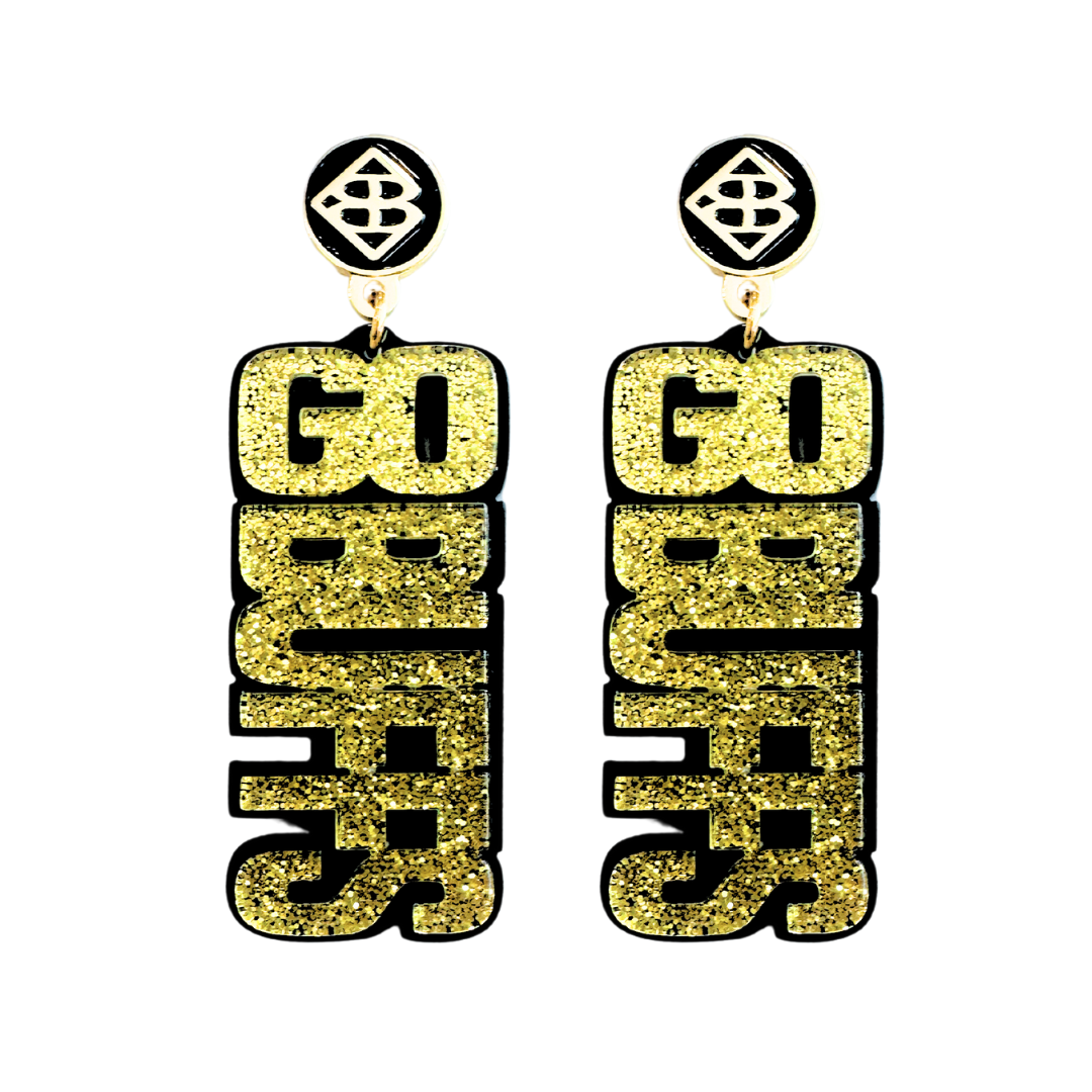 Colorado Gold Glitter & Black GO BUFFS Earrings