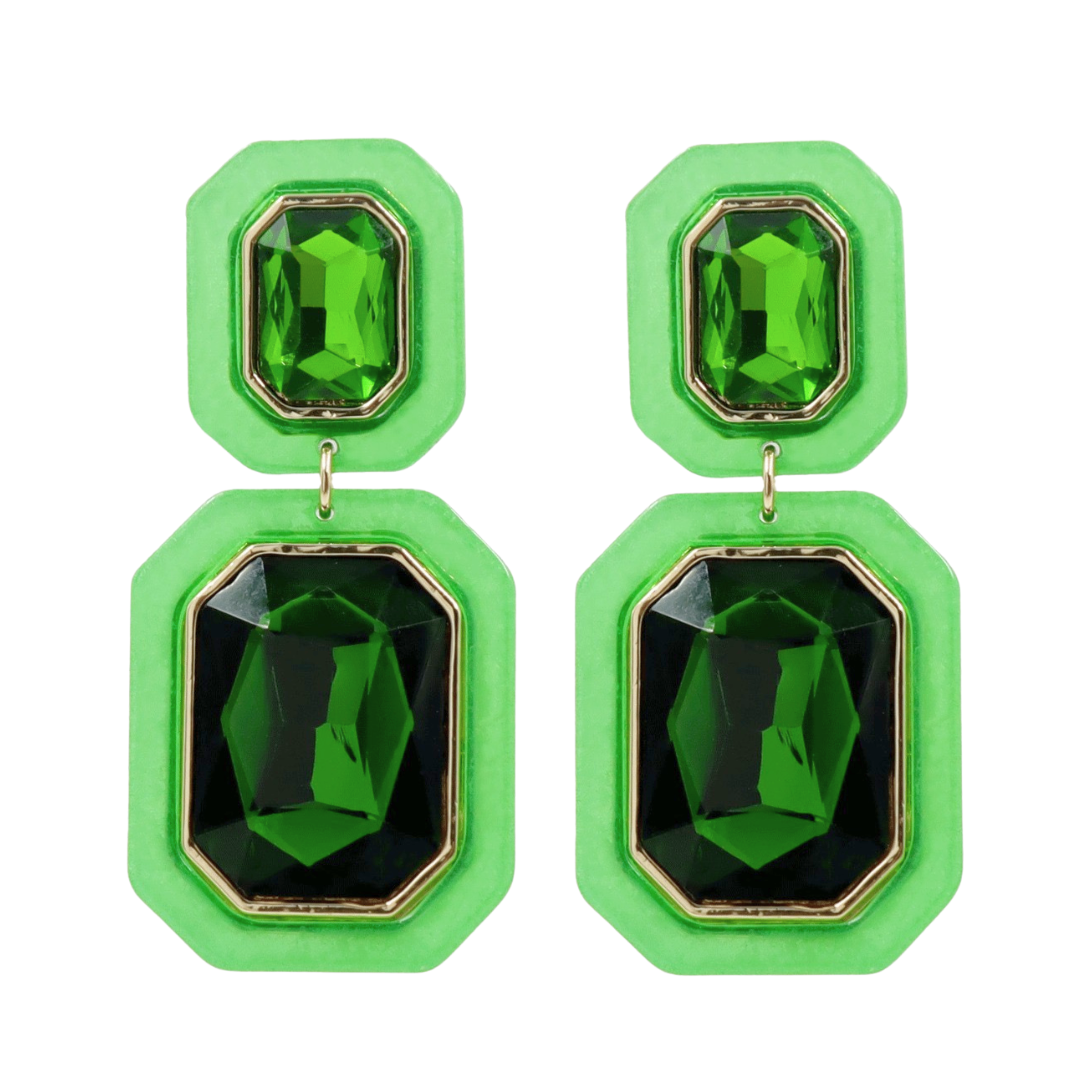 Green Crystal Drop Earrings