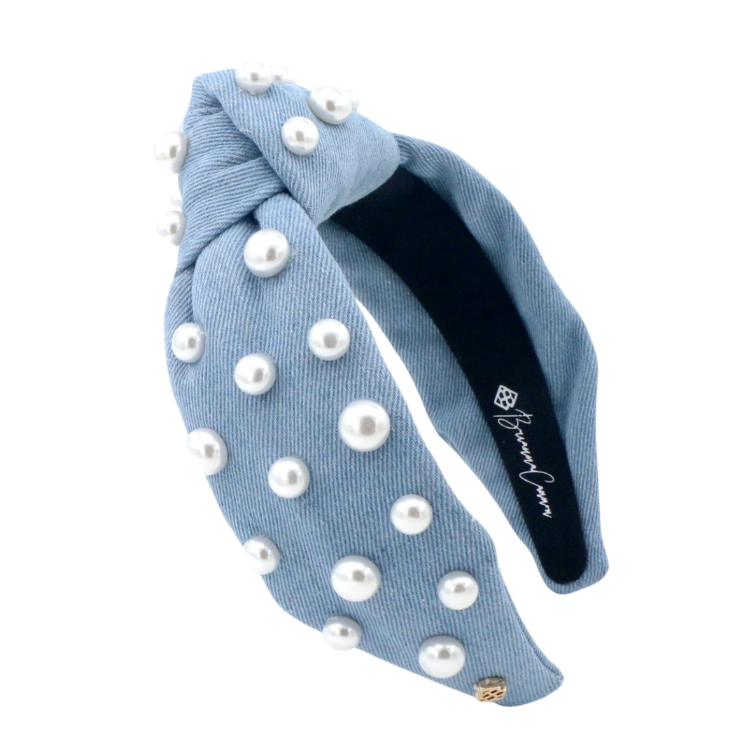 Denim & Pearls Headband