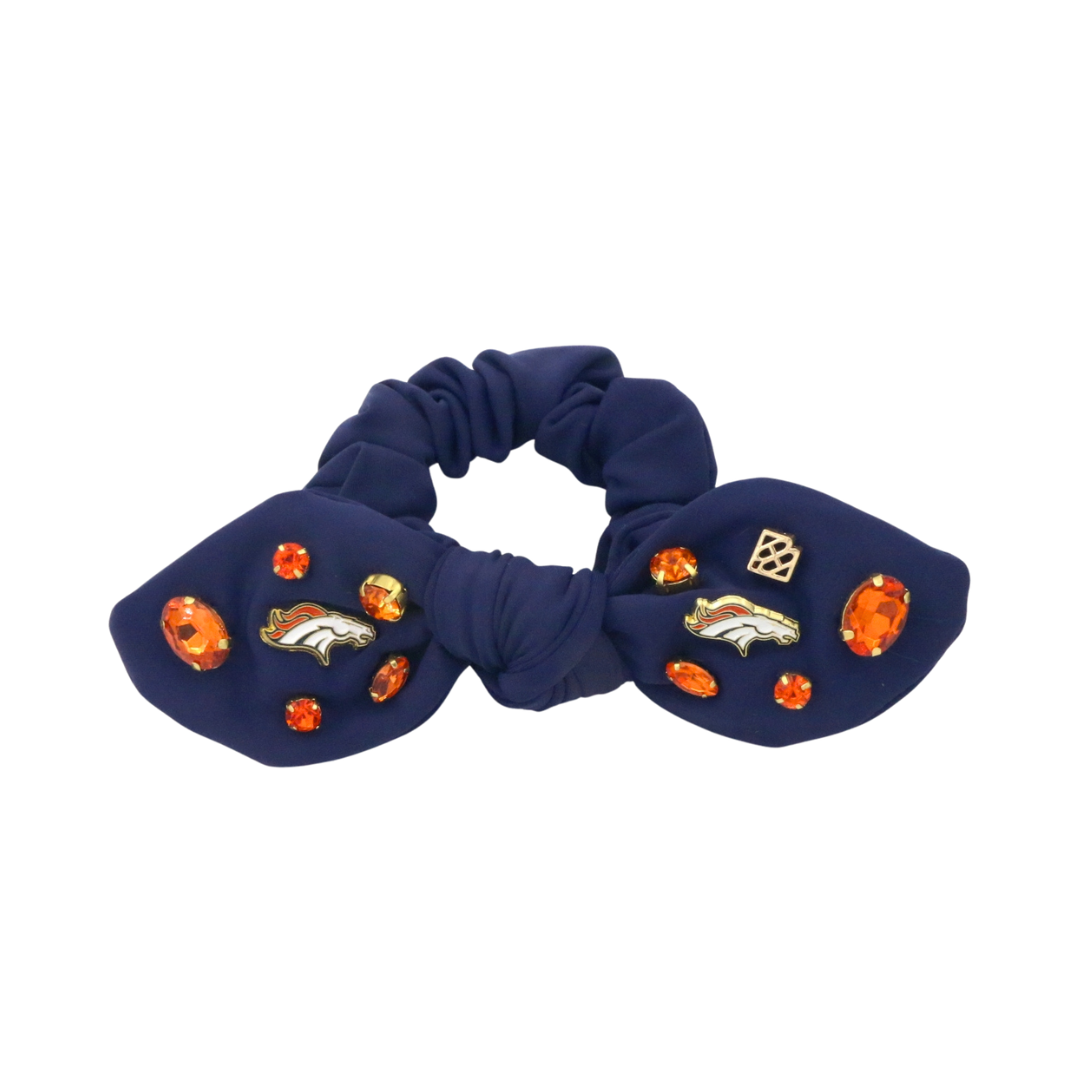 Denver Broncos Navy Logo Bow Scrunchie