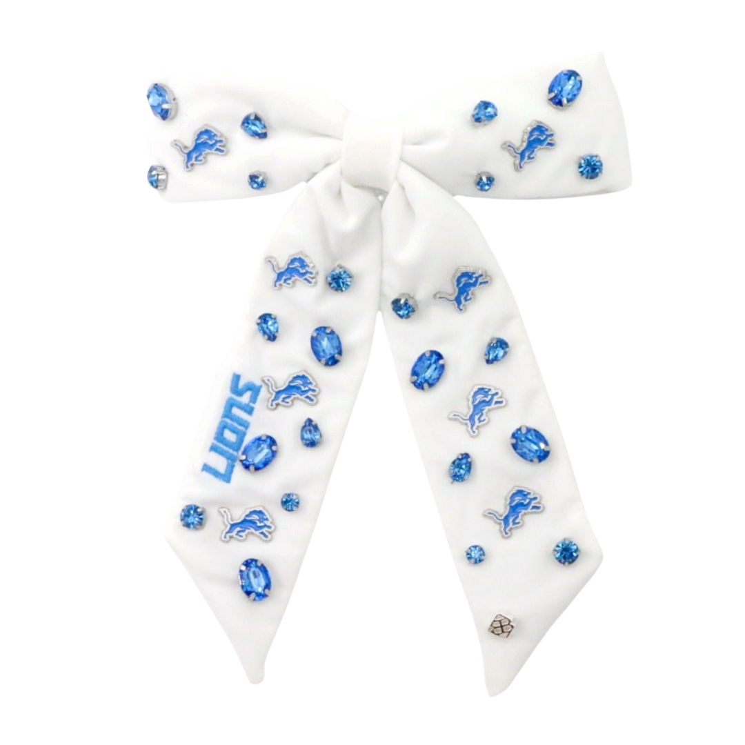 Detroit Lions White Bow Barrette