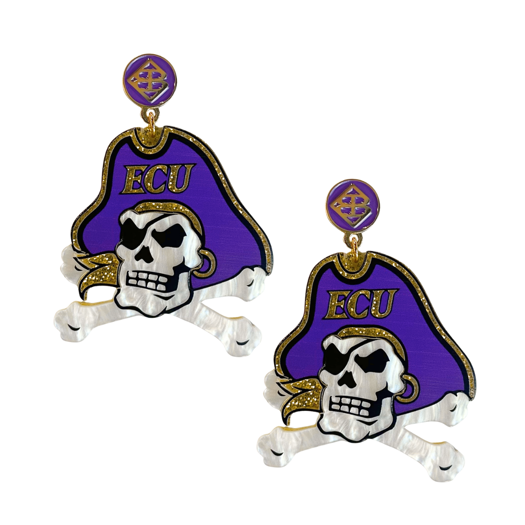 East Carolina Pirate Logo Earrings