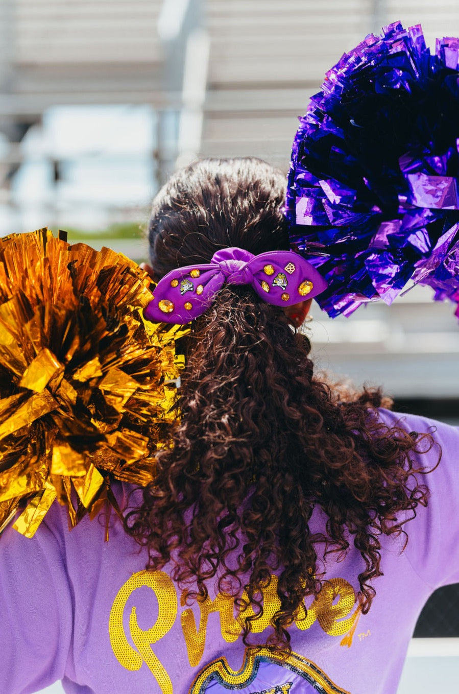 East Carolina Purple Logo Bow Scrunchie