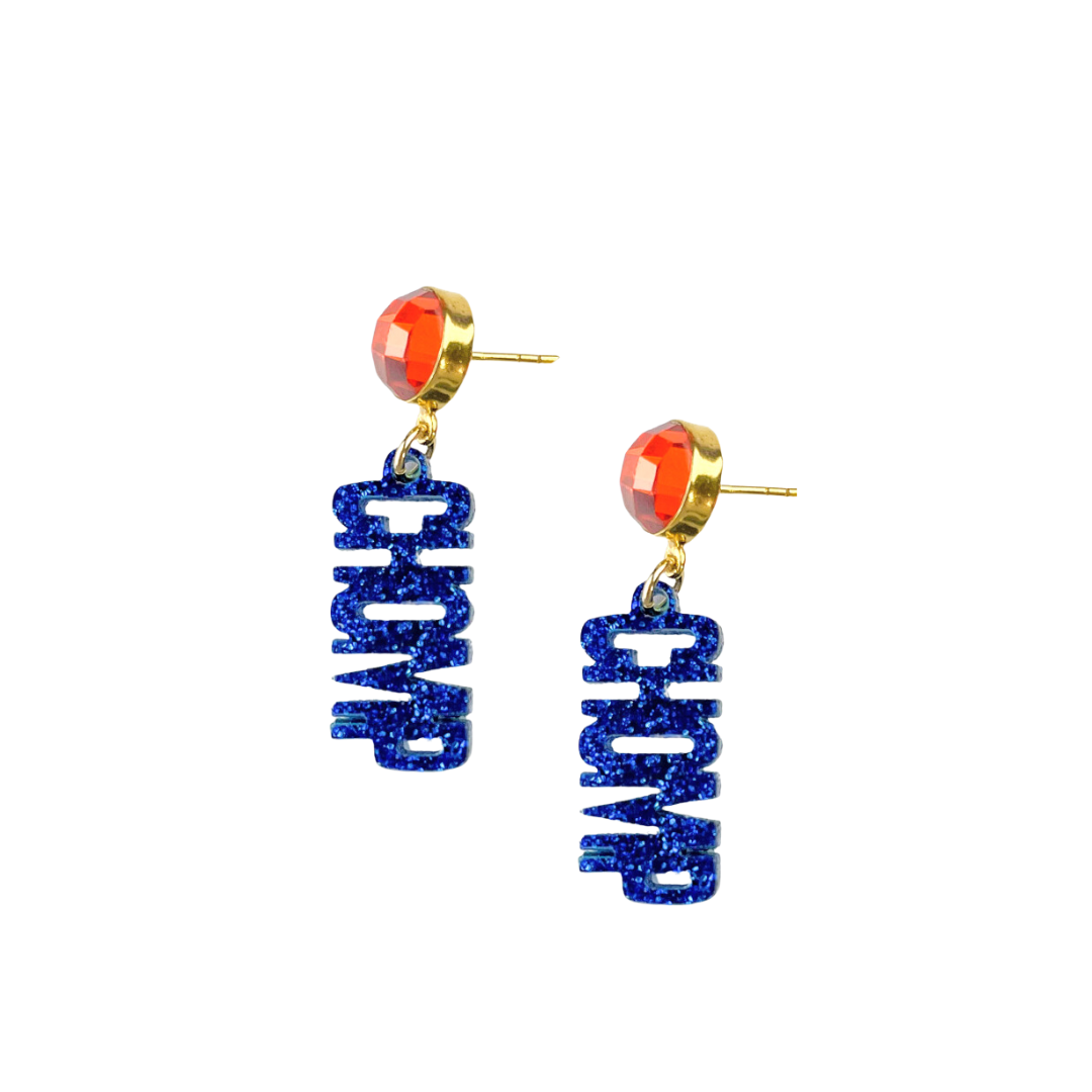 Florida Mini Blue Glitter CHOMP CHOMP Earrings