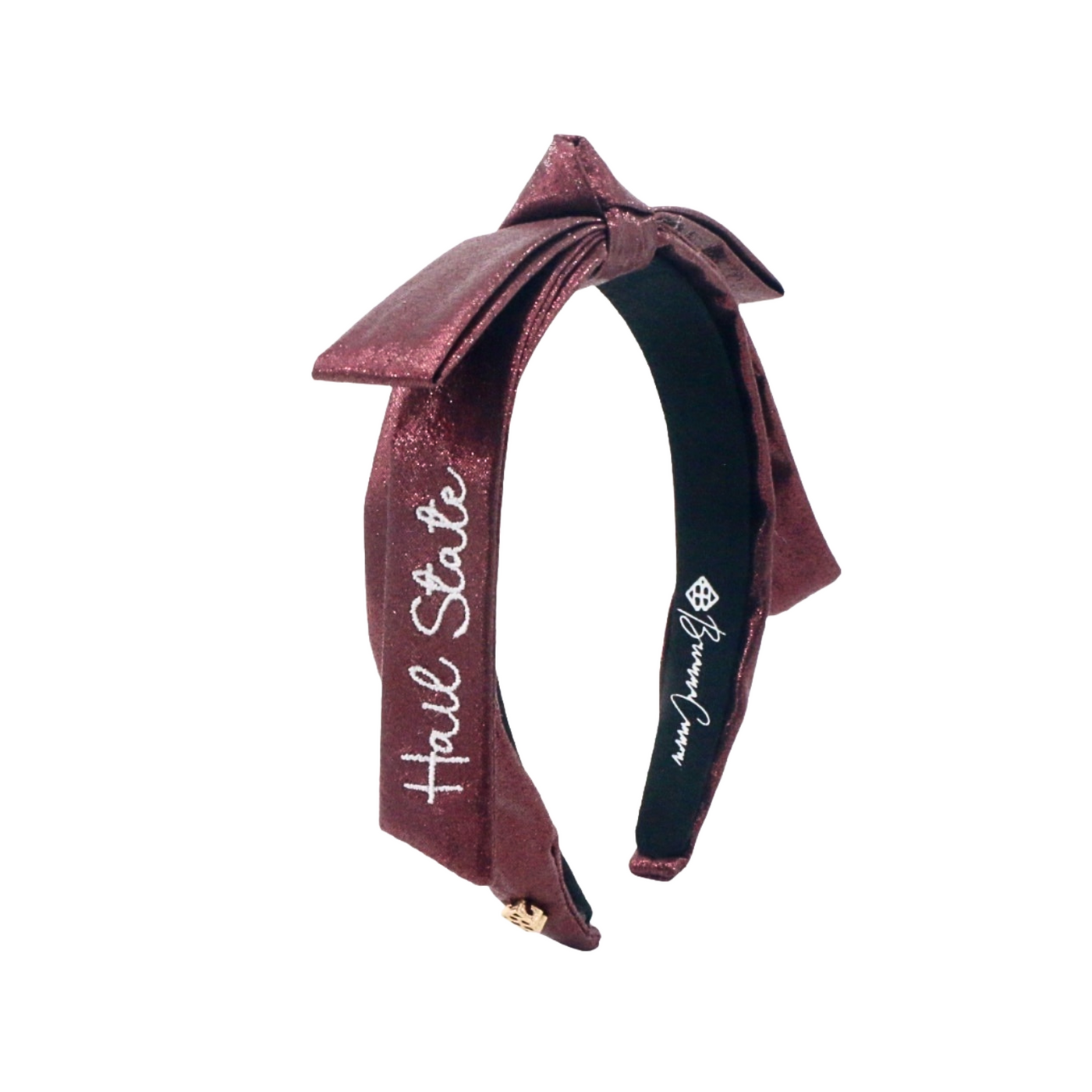 Mississippi State Maroon Thin Embroidered Ribbon Bow Headband