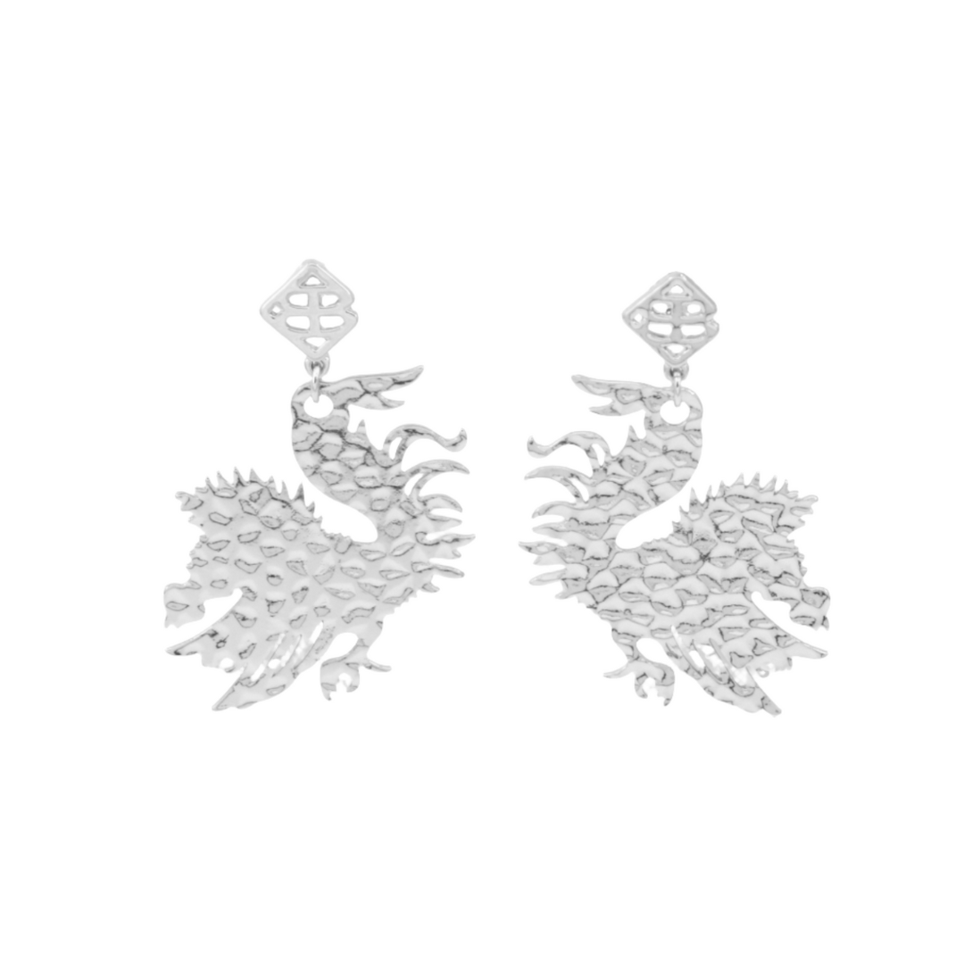 University of South Carolina Silver Gamecock Earring with BC Logo