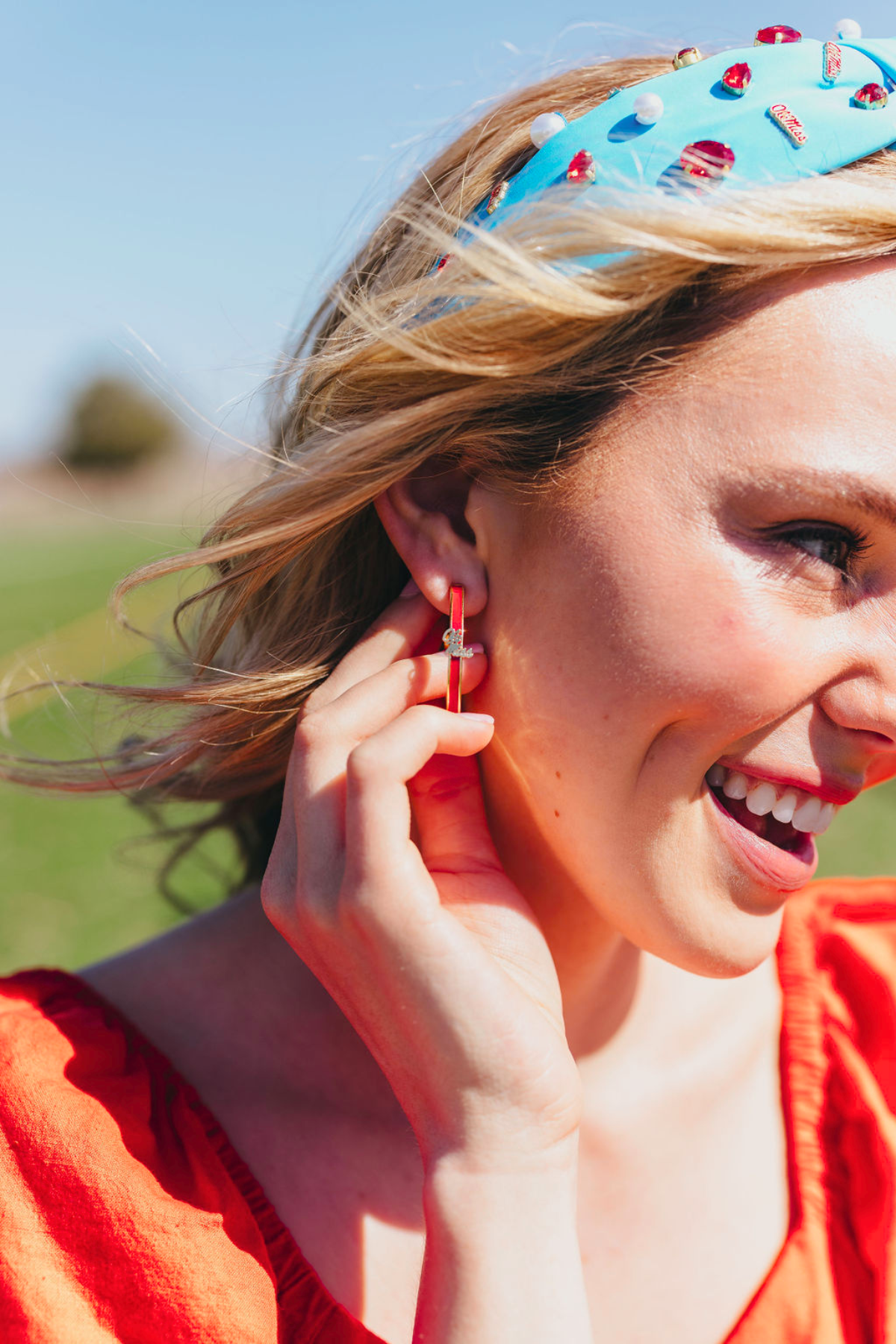 Ole Miss Logo Hoop Earrings