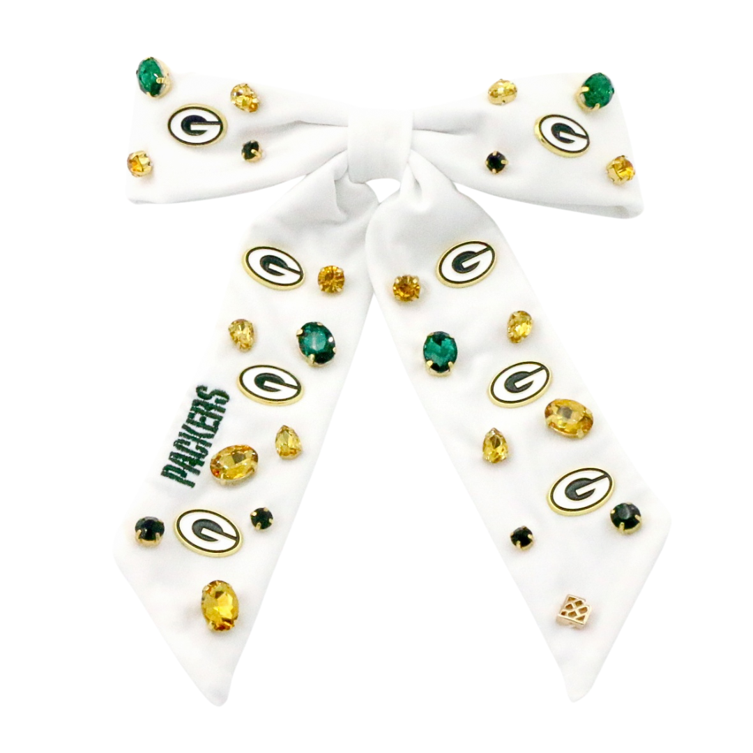 Green Bay Packers White Bow Barrette