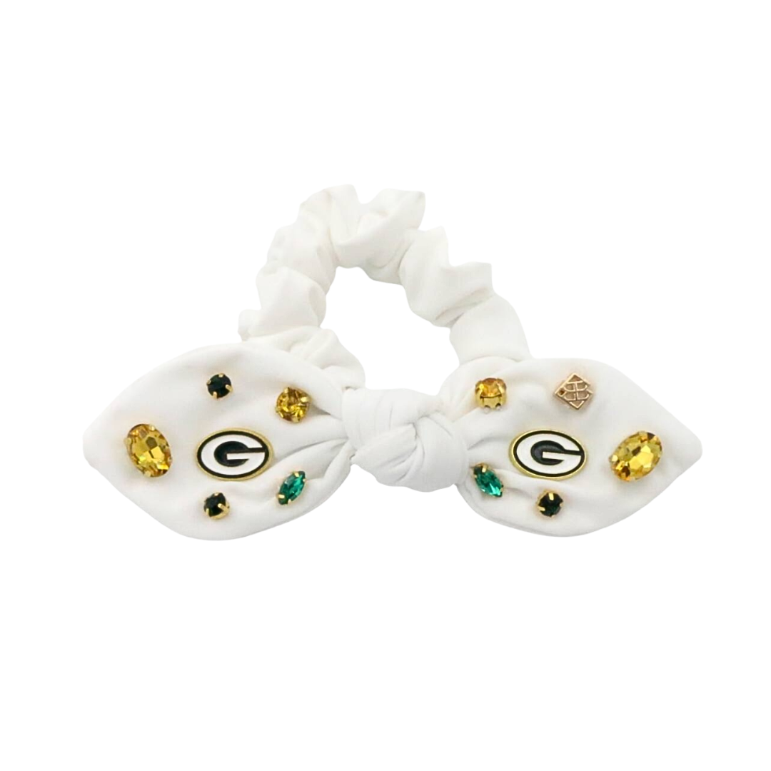 Green Bay Packers White Logo Bow Scrunchie