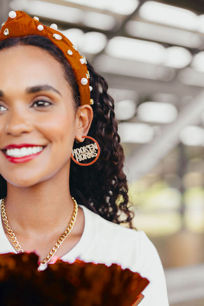 Texas Burnt Orange Pavé Hoop Earrings