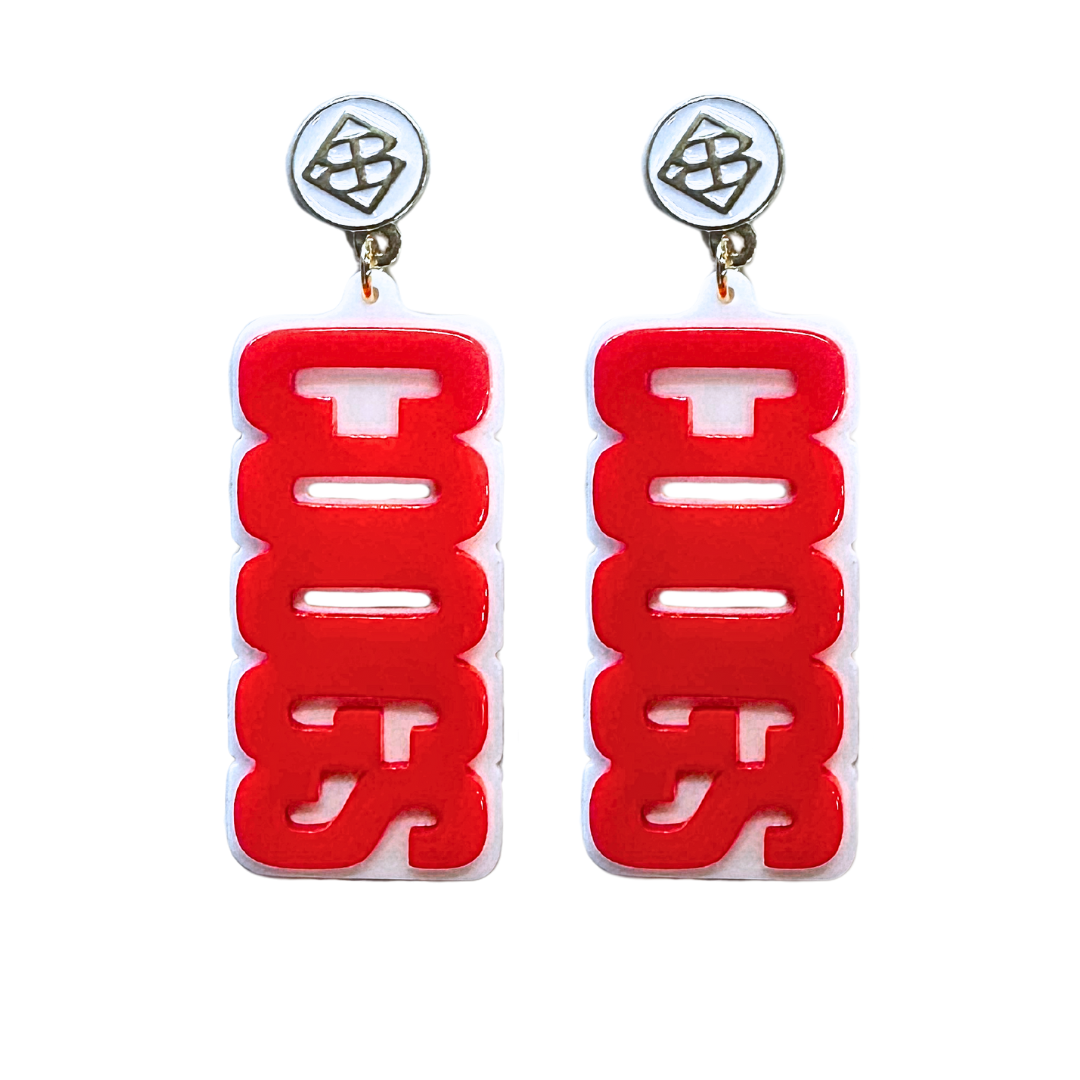 Houston Red & White COOGS Earrings