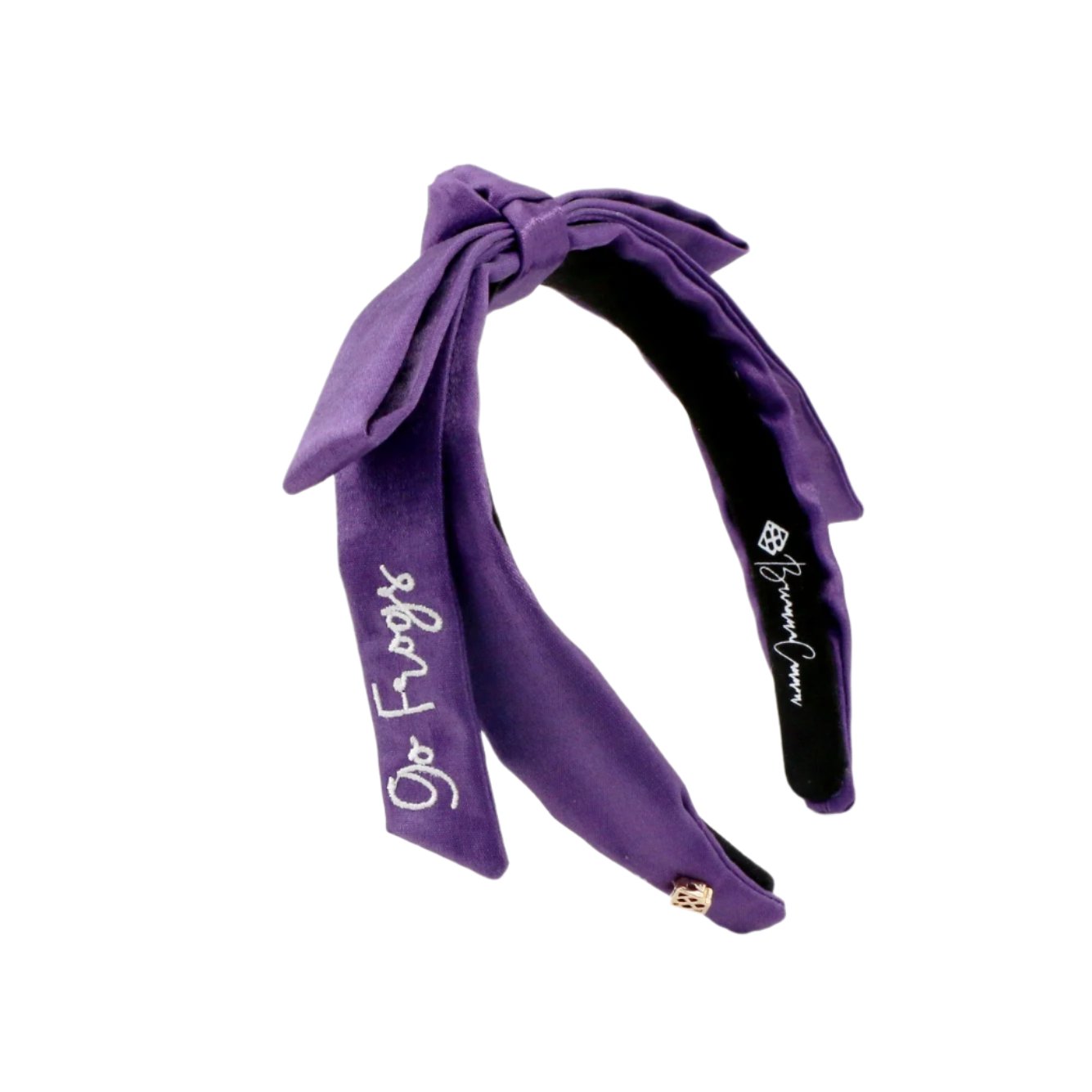 TCU Purple Thin Embroidered Ribbon Bow Headband