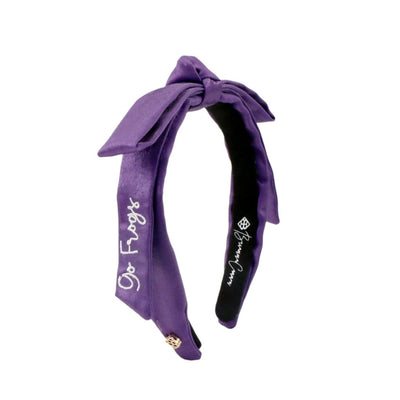 TCU Purple Thin Embroidered Ribbon Bow Headband