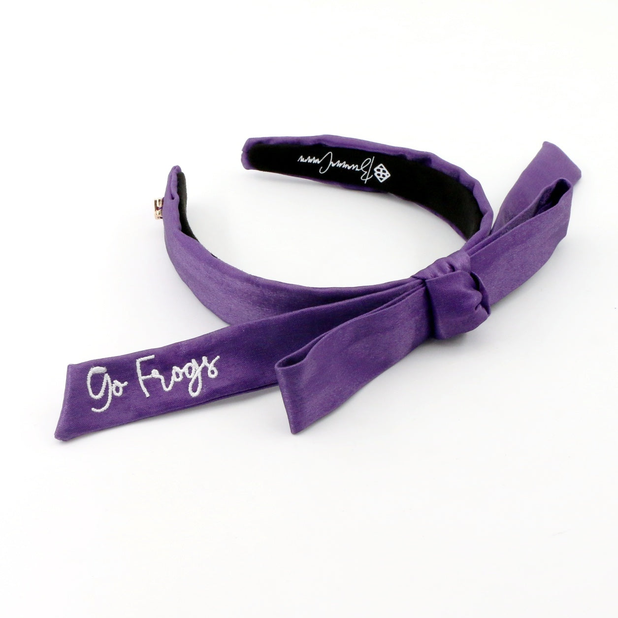 TCU Purple Thin Embroidered Ribbon Bow Headband