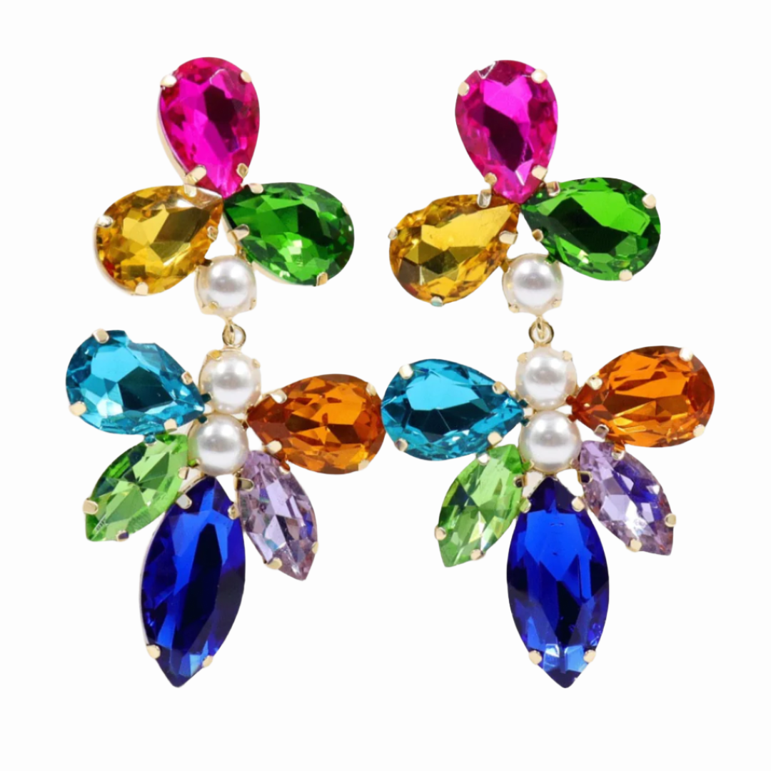 Multi-Colored Jeweled Statement Earrings