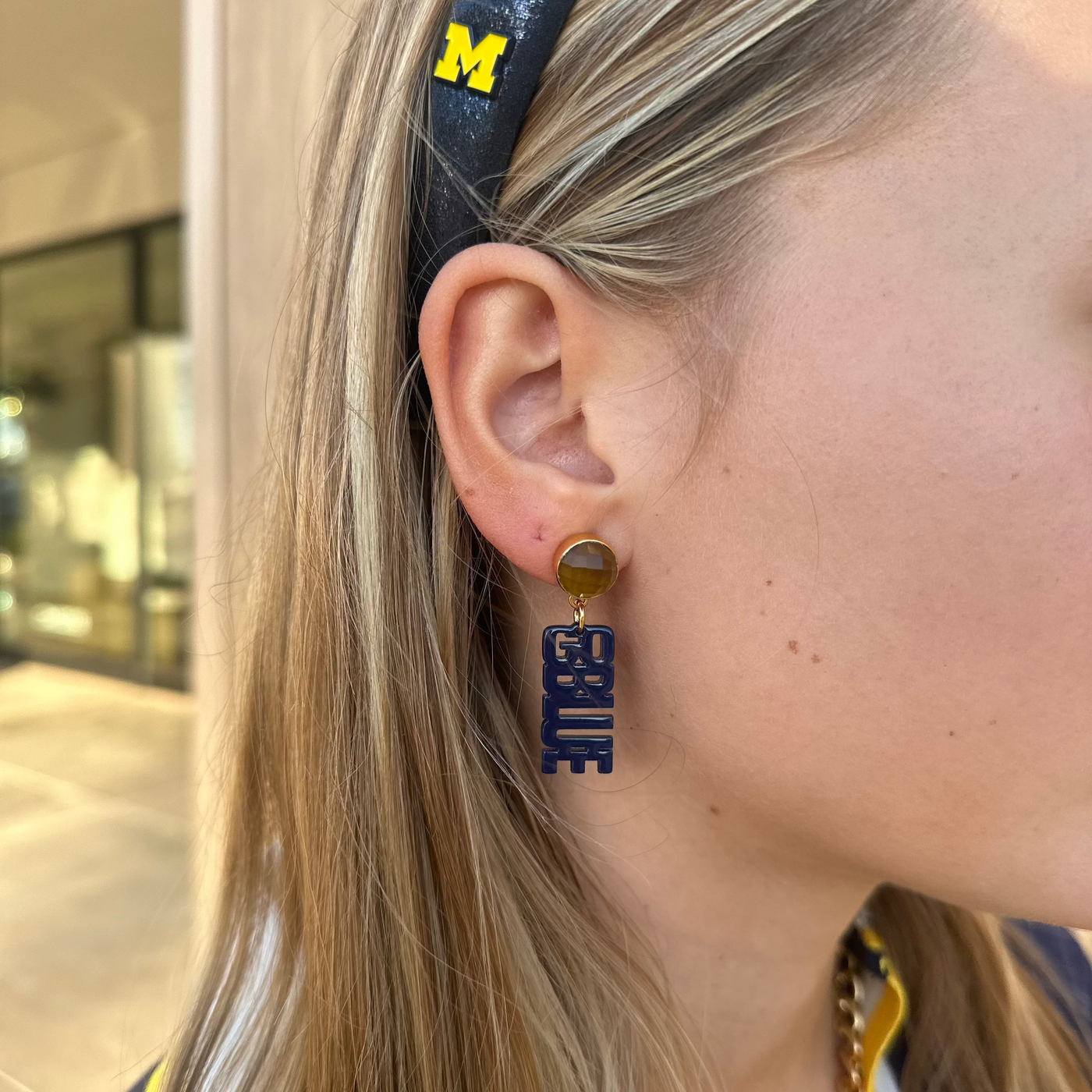 Michigan Mini Blue GO BLUE Earrings