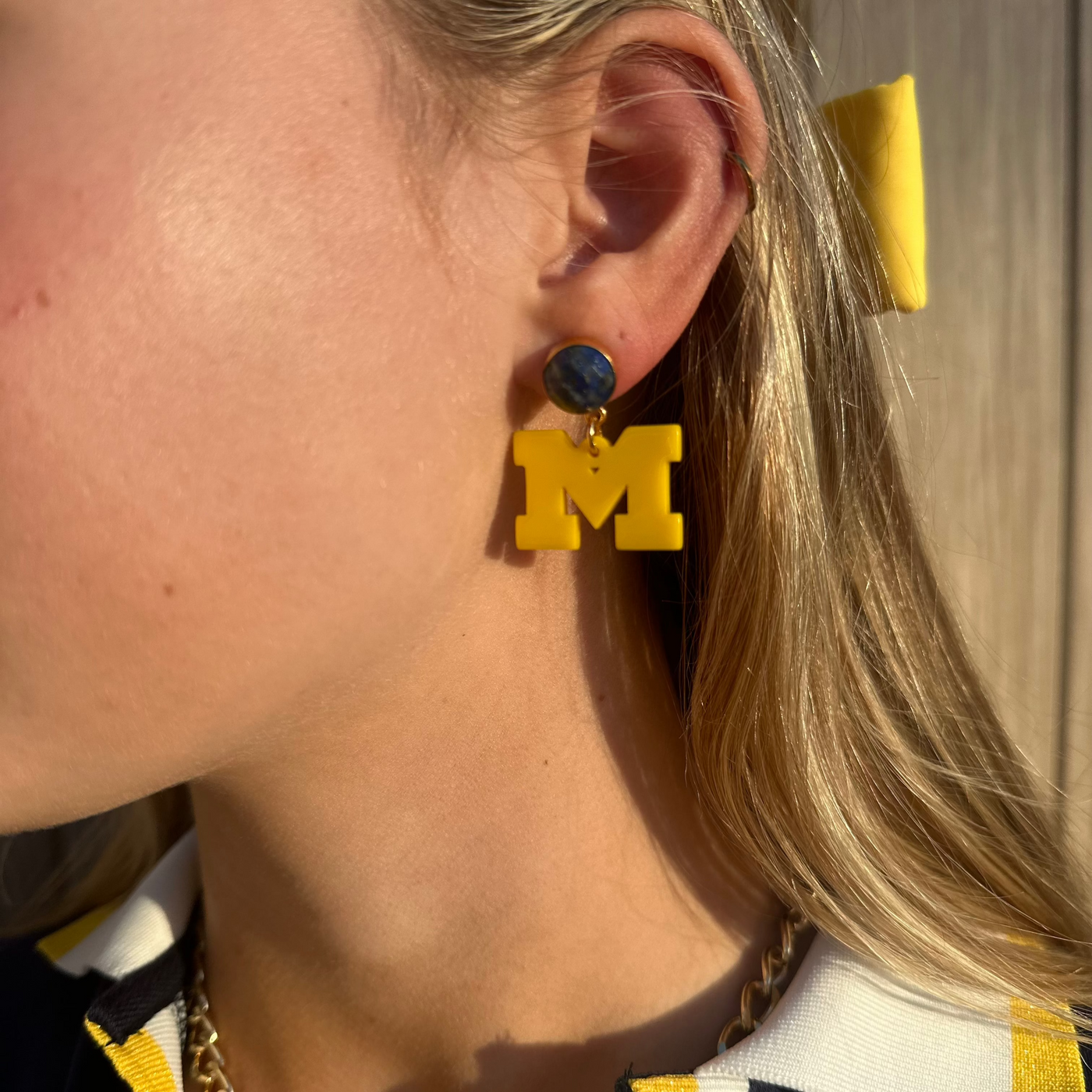 Michigan Mini Maize Logo Earrings