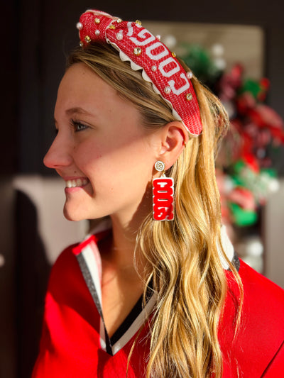 Houston Red & White COOGS Earrings