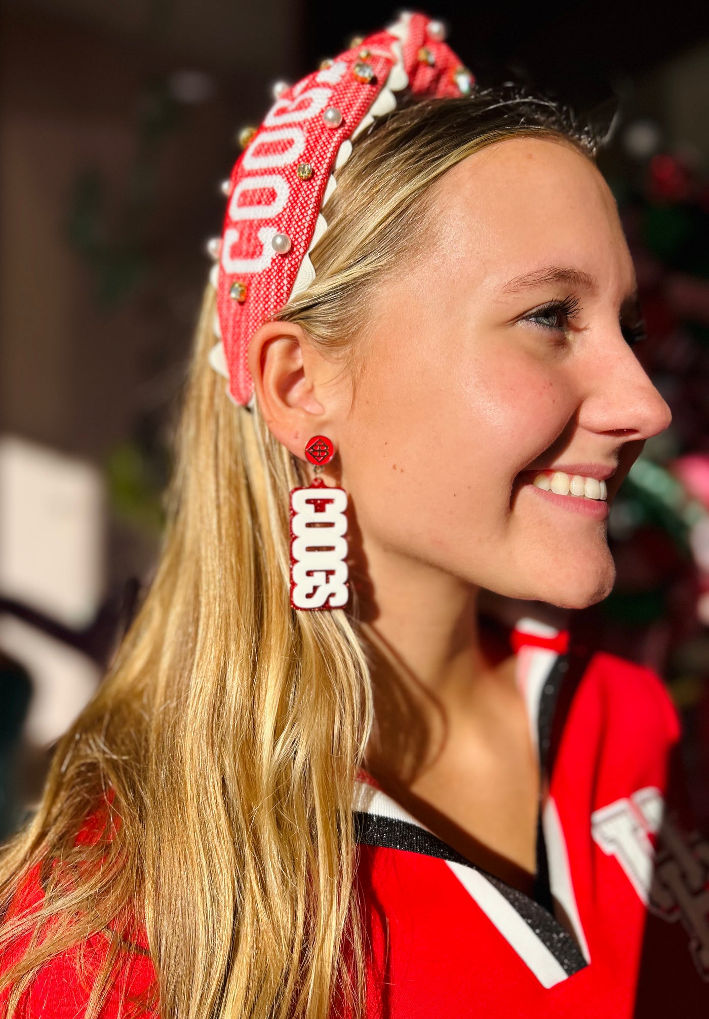 Houston White & Red COOGS Earrings