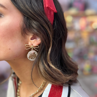 Ohio State Pearl Bow Medallion Earrings