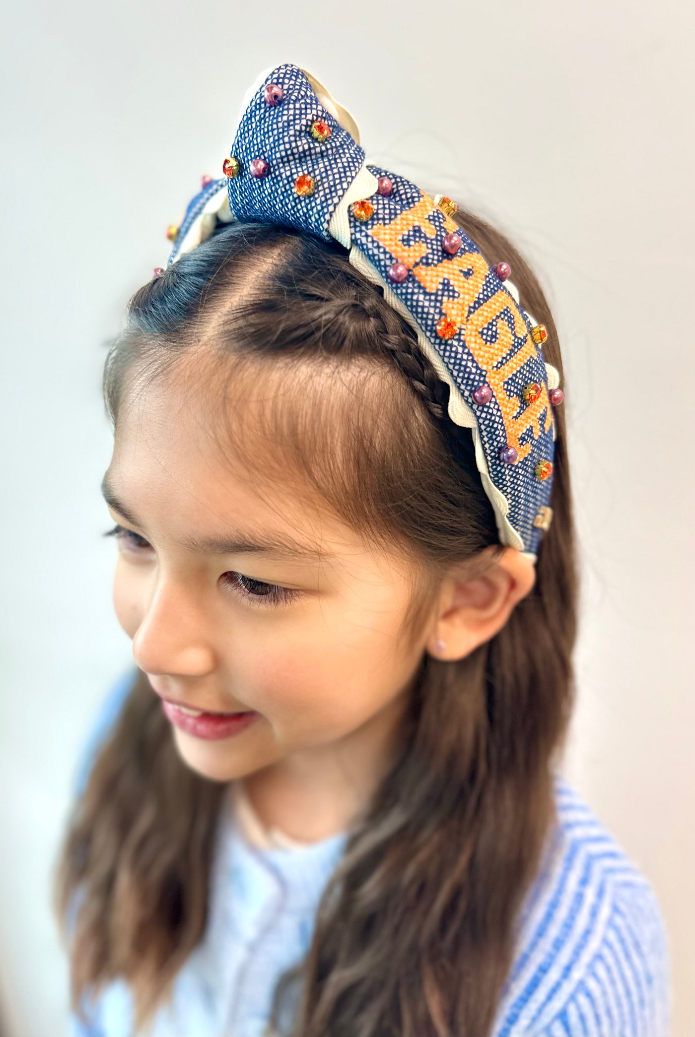 Auburn Child Size WAR EAGLE Cross Stitch Headband