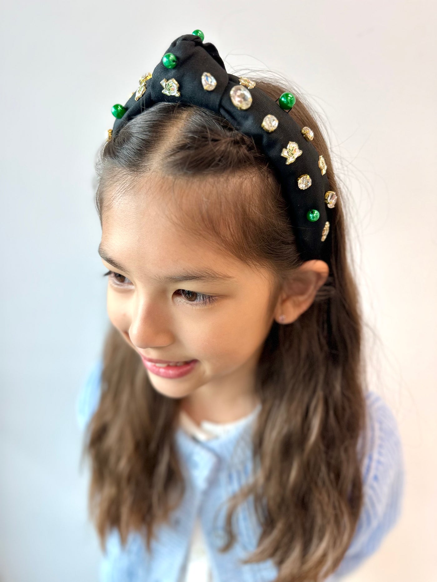 Child Size Southlake Carroll Logo Headband With Pearls and Crystals