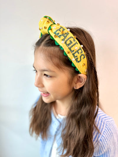 Child Size Cross-stitch LCA Headband With Pearls and Crystals