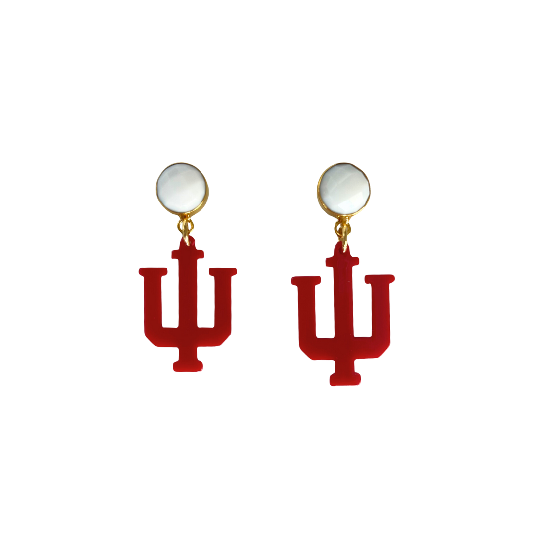 Indiana Mini Crimson Logo Earrings