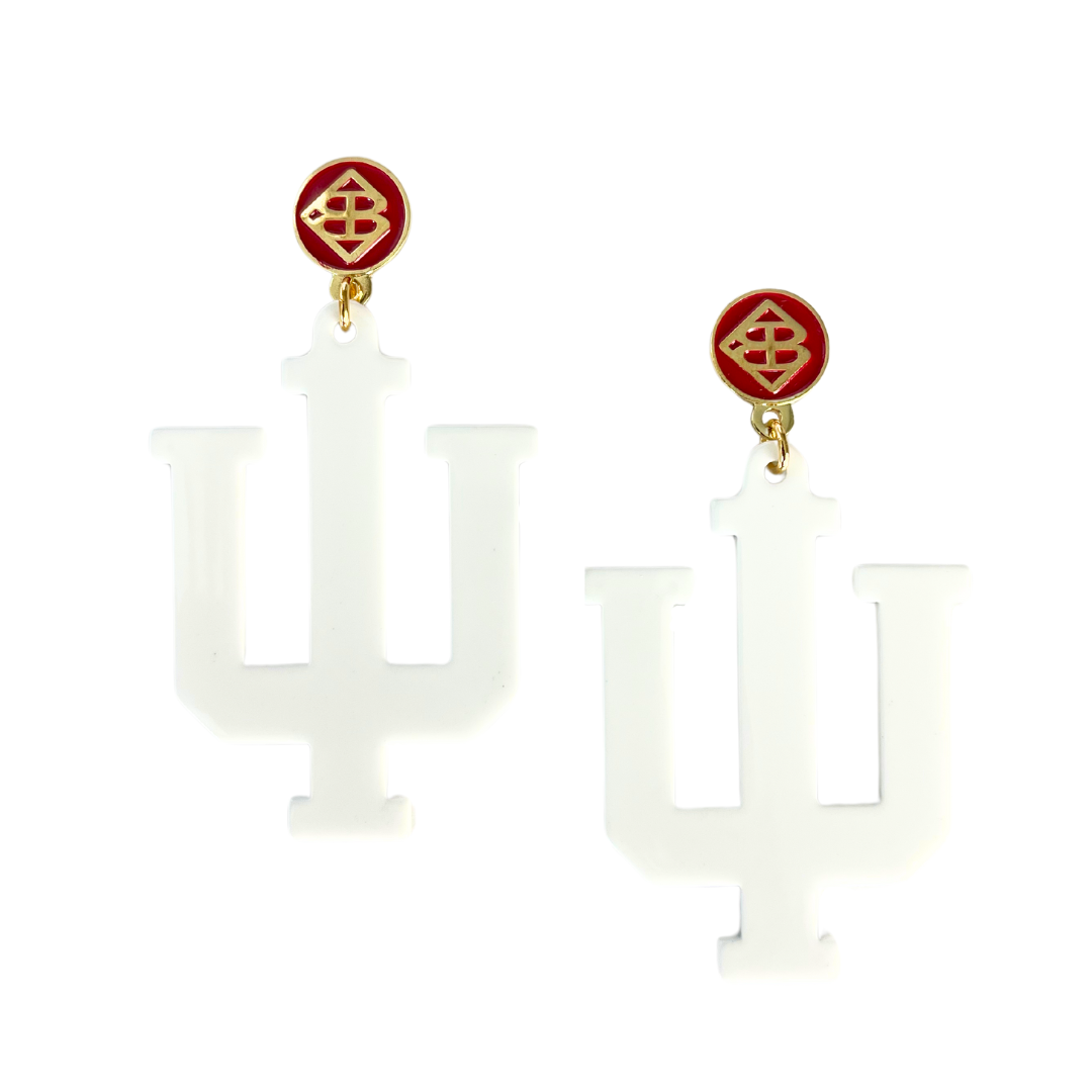 Indiana White Logo Earrings