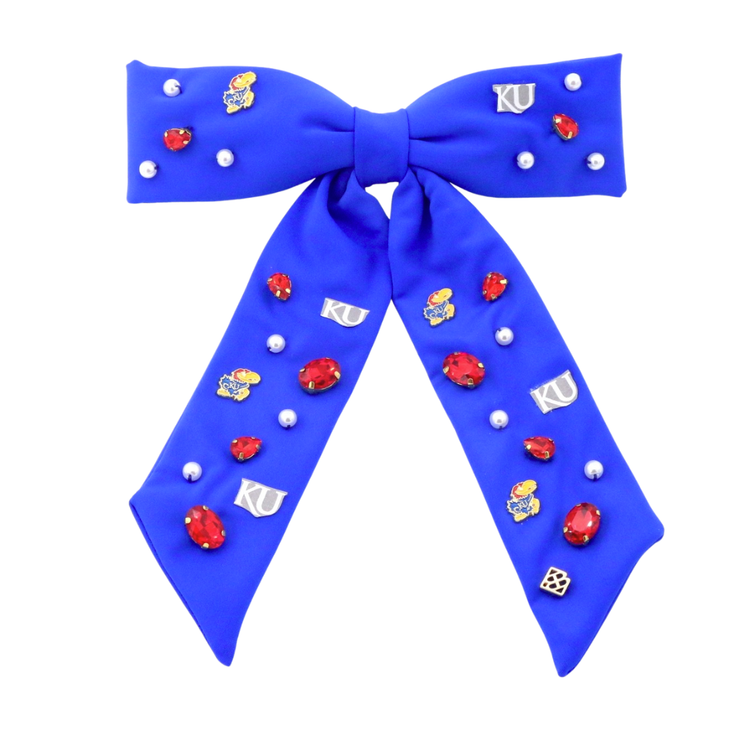 Kansas Blue Bow Barrette